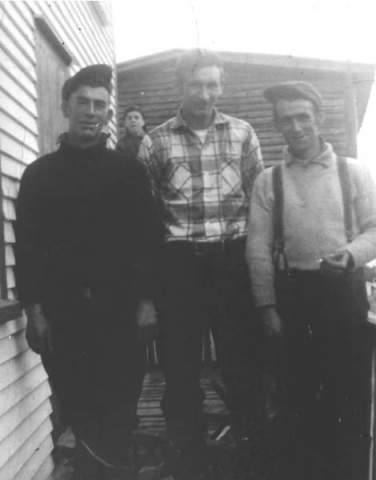 100: l-r Leo Kerrivan, Joseph Mulrooney, Joseph Kerrivan; unidentified child in back.  (circa 1961) [courtesy of Sadie (Norman) Kerrivan]  - Leo and Joseph sons of Joseph Kerrivan &amp;amp; Elizabeth Judge; Joseph son of Thomas  Mulrooney &amp;amp; Margaret Kerrivan